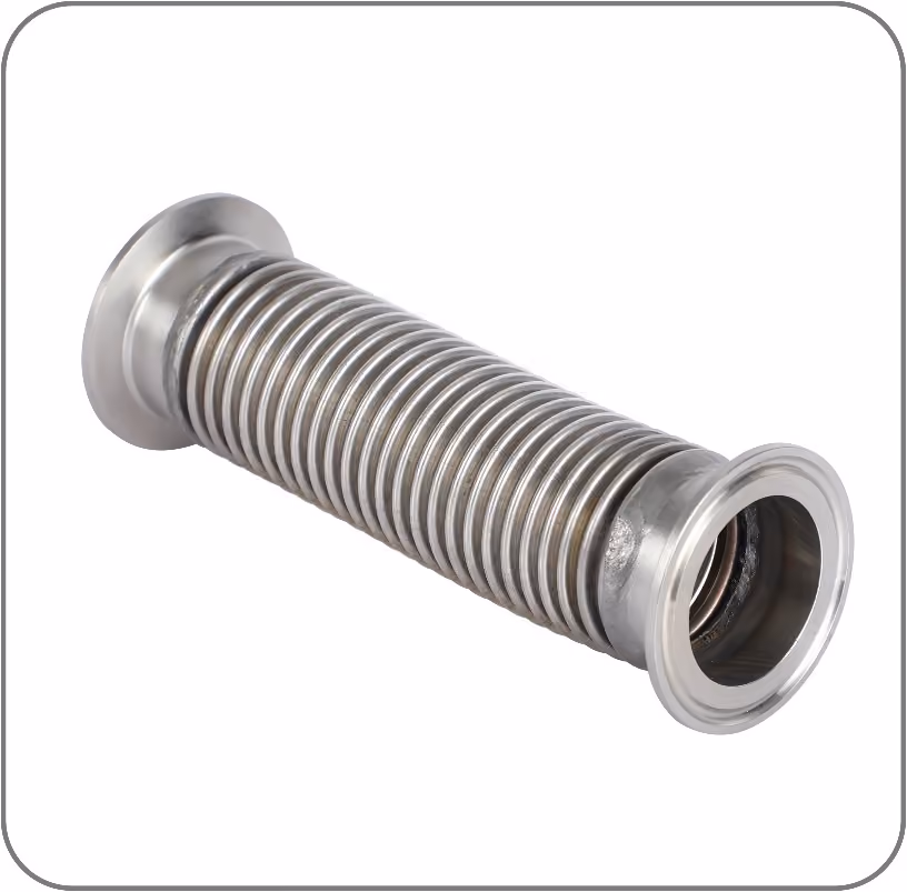 Food and beverage processing line with sanitary stainless fittings