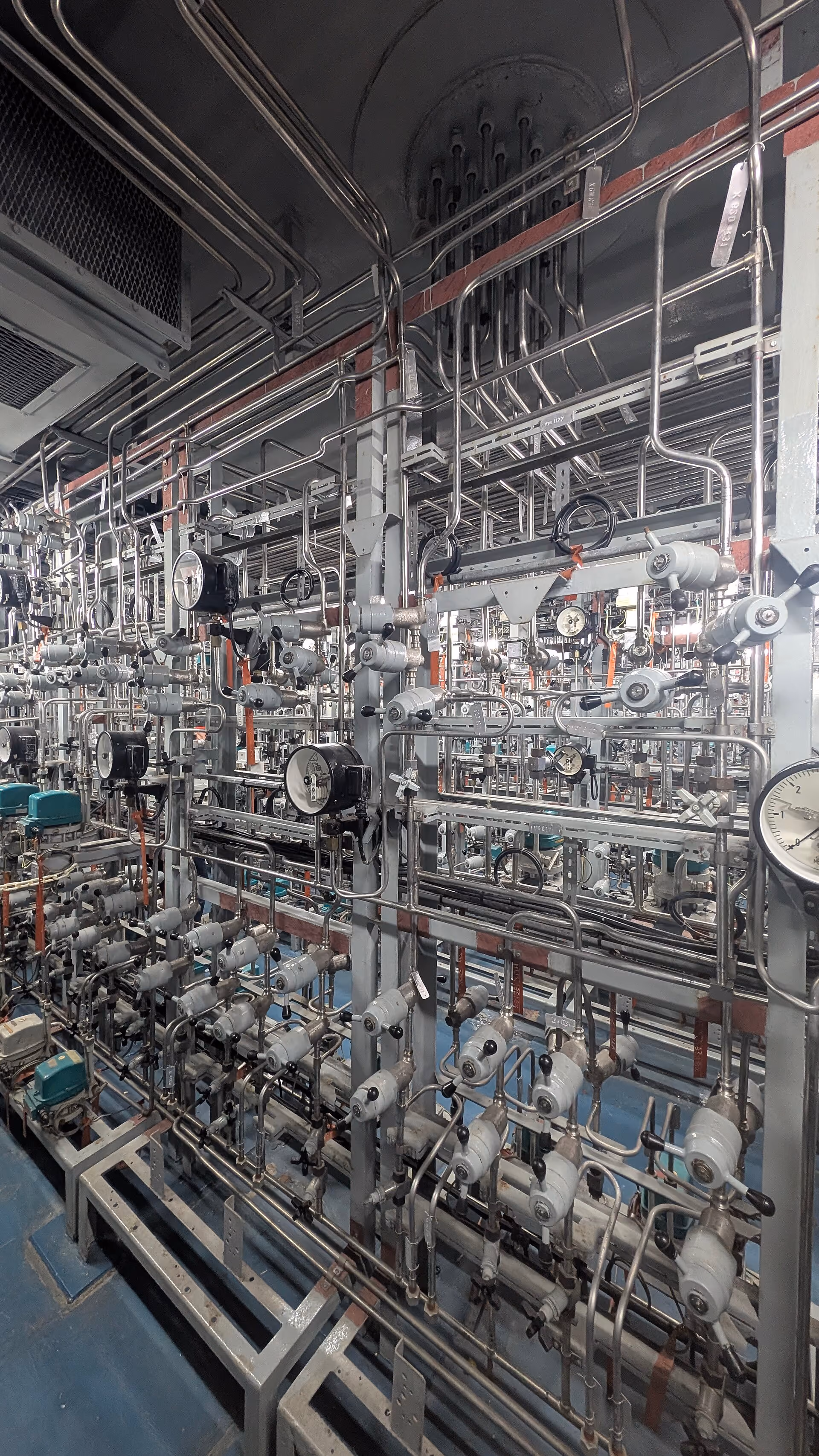 Stainless fittings and valves on a chemical process plant