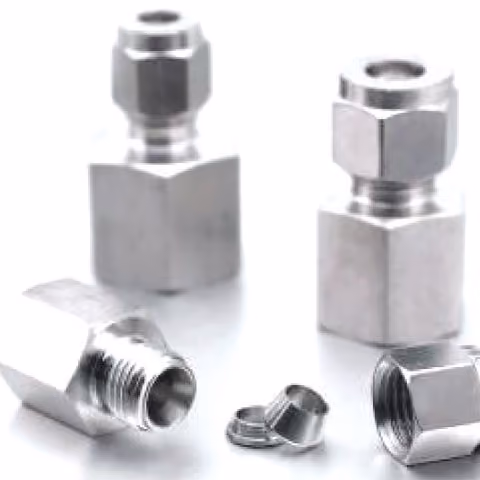Compression Tube to Female Connector — FerruleX stainless steel fittings