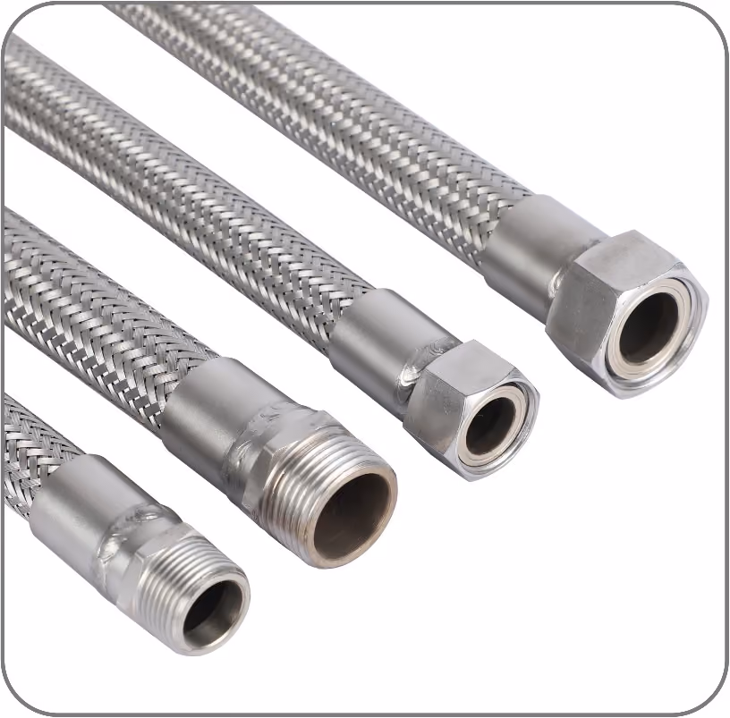 Corrugated stainless hose with male and female thread — catalog sample